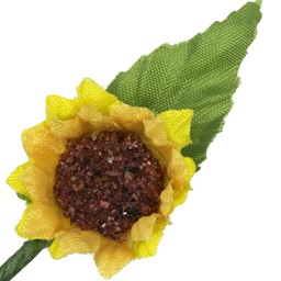 Bild von Sonnenblume groß mit Blatt - goldgelb