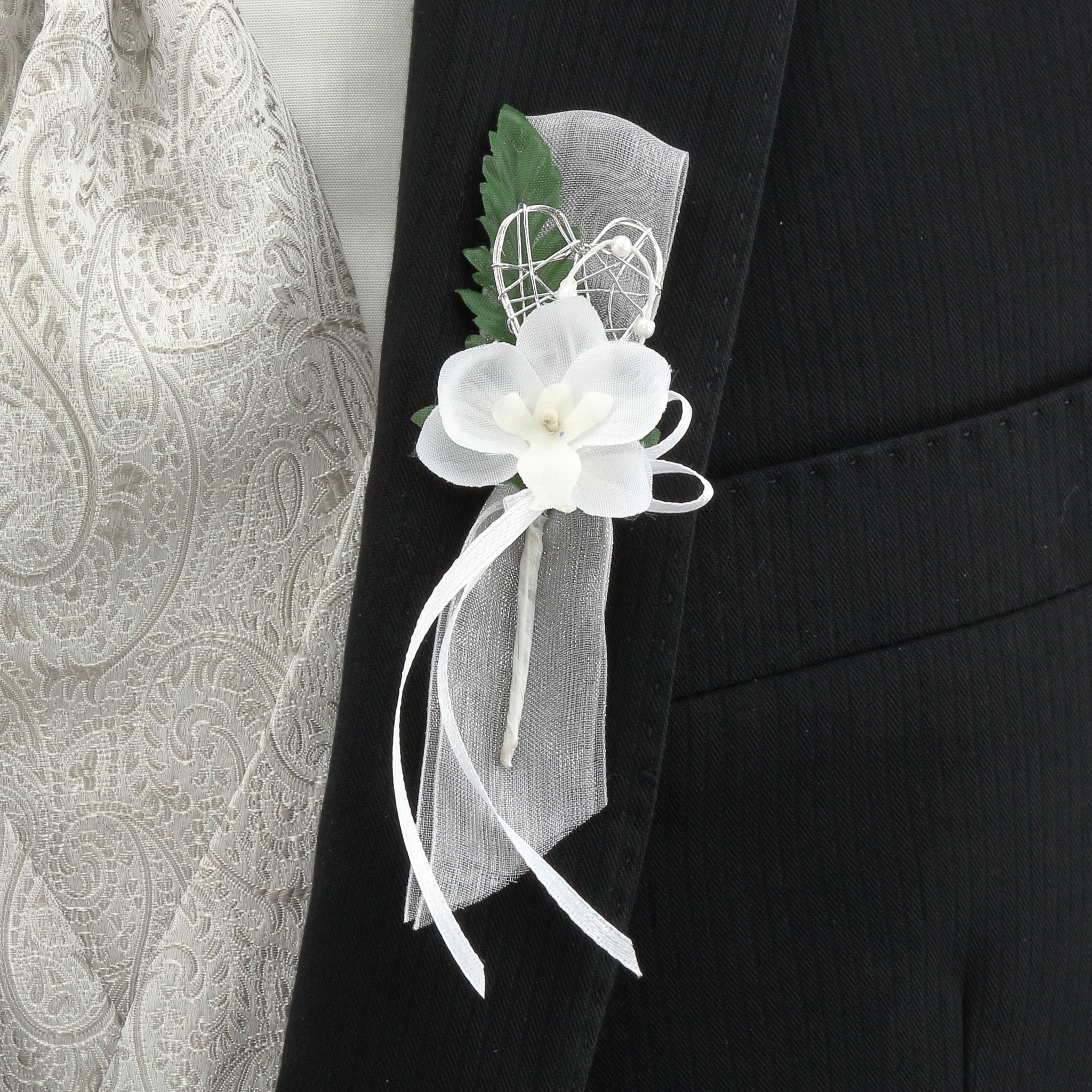 Blumenanstecker/ Anstecker mit Blüte  Orchidee weiß/burgund   Hochzeit  Neu