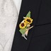 Bild von (Bausatz) Sonnenblumen/Silbertütchen Anstecker - goldgelb