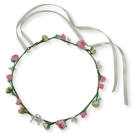 Bild von Blüten-Girlande am Draht - rosa-weiß