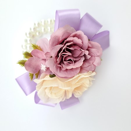 Bild von Blumen Armband mit Perlengummizug - altrosa
