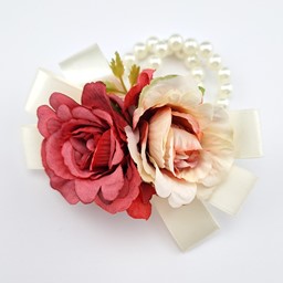 Bild von Blumen Armband mit Perlengummizug - rot
