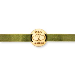 Bild von Armband Doppelherz personalisiert - moosgrün