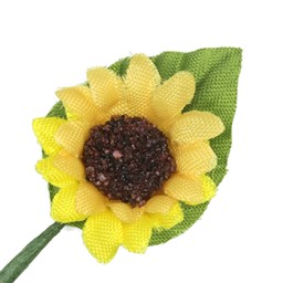 Bild von Sonnenblume klein mit Blatt - goldgelb