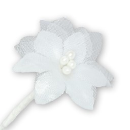 Bild von Tüll-Blüte mit Bötzl - weiß